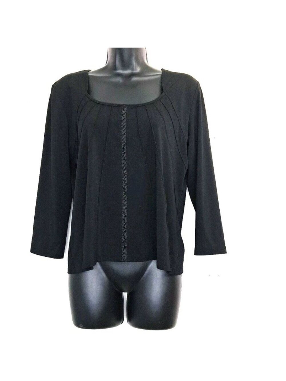 Conrad C Collection Black Top Size L Goth Witchy Pintuck Academia Stretch READ